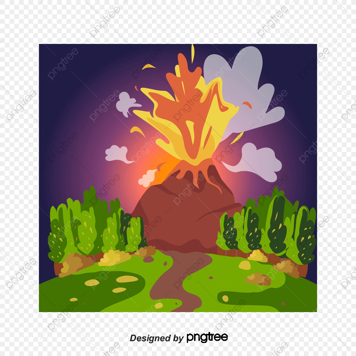 1200x1200 Vector Volcano Eruption, Mountain, Lane, Sea Island Png And Vector
