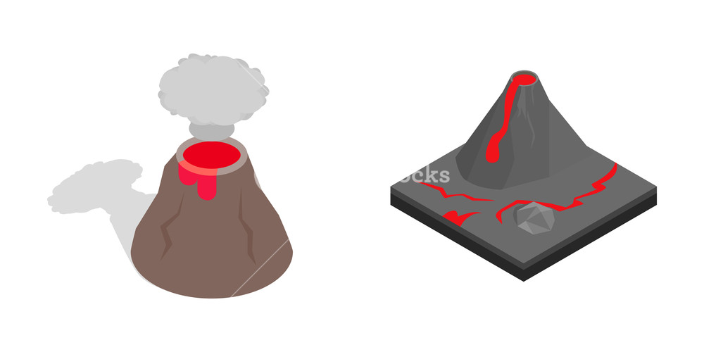 1000x500 Volcano Icon Set Isometric Set Of Volcano Vector Icons For Web