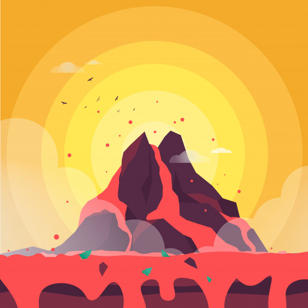 626x626 Volcano Magma Flat Style Vector Premium Download
