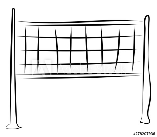500x439 Volleyball Net Drawing, Illustration, Vector On White Background