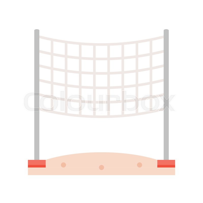800x800 Volleyball Net On Beach Sand Flat Stock Vector Colourbox