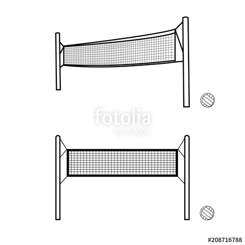 500x500 Volleyball Nets And Balls Vector Composition Hand Drawn Sport