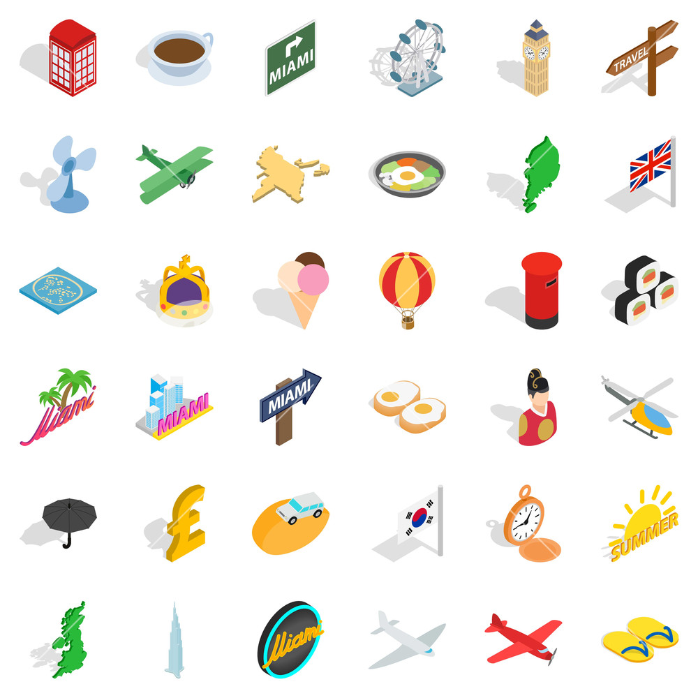 1000x1000 Voyage Icons Set Isometric Style Of Voyage Vector Icons