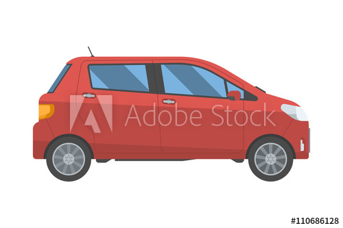 500x333 Modern Red Car In Flat Design New Hatchback For Rent And Travel