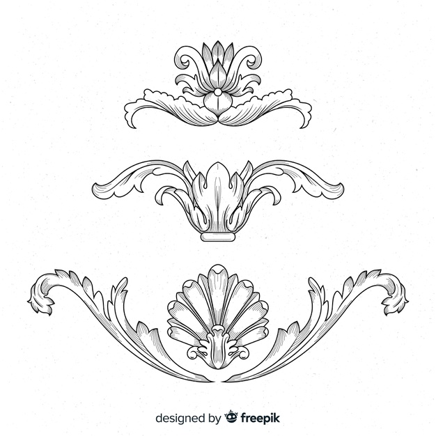 626x626 Realistic Hand Drawn Baroque Vintage Flowers Vector Free Download