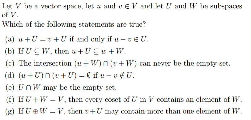 812x388 Solved Let V Be A Vector Space, Let U And Ve V And Let U