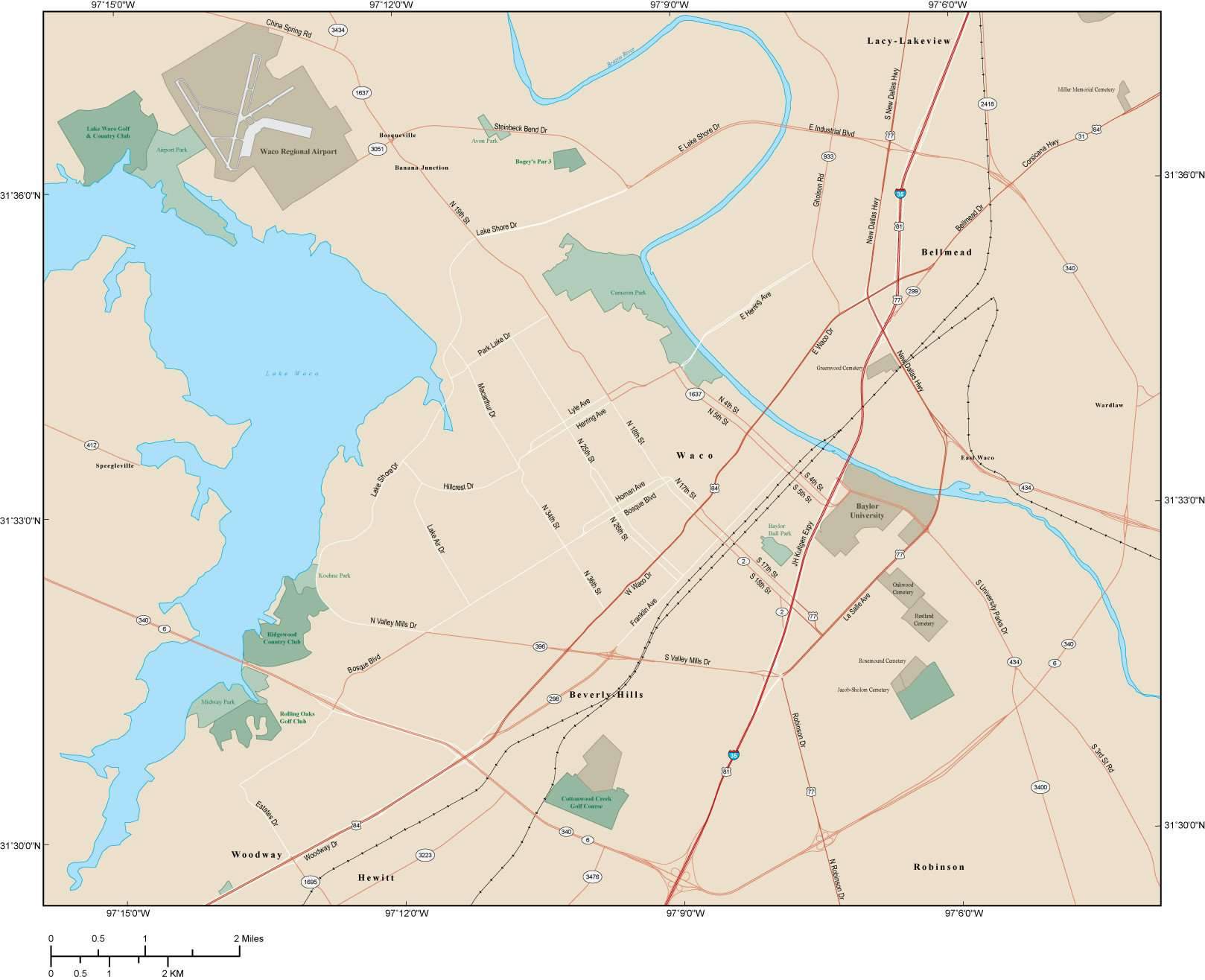 1618x1316 Waco Map Adobe Illustrator Vector Format