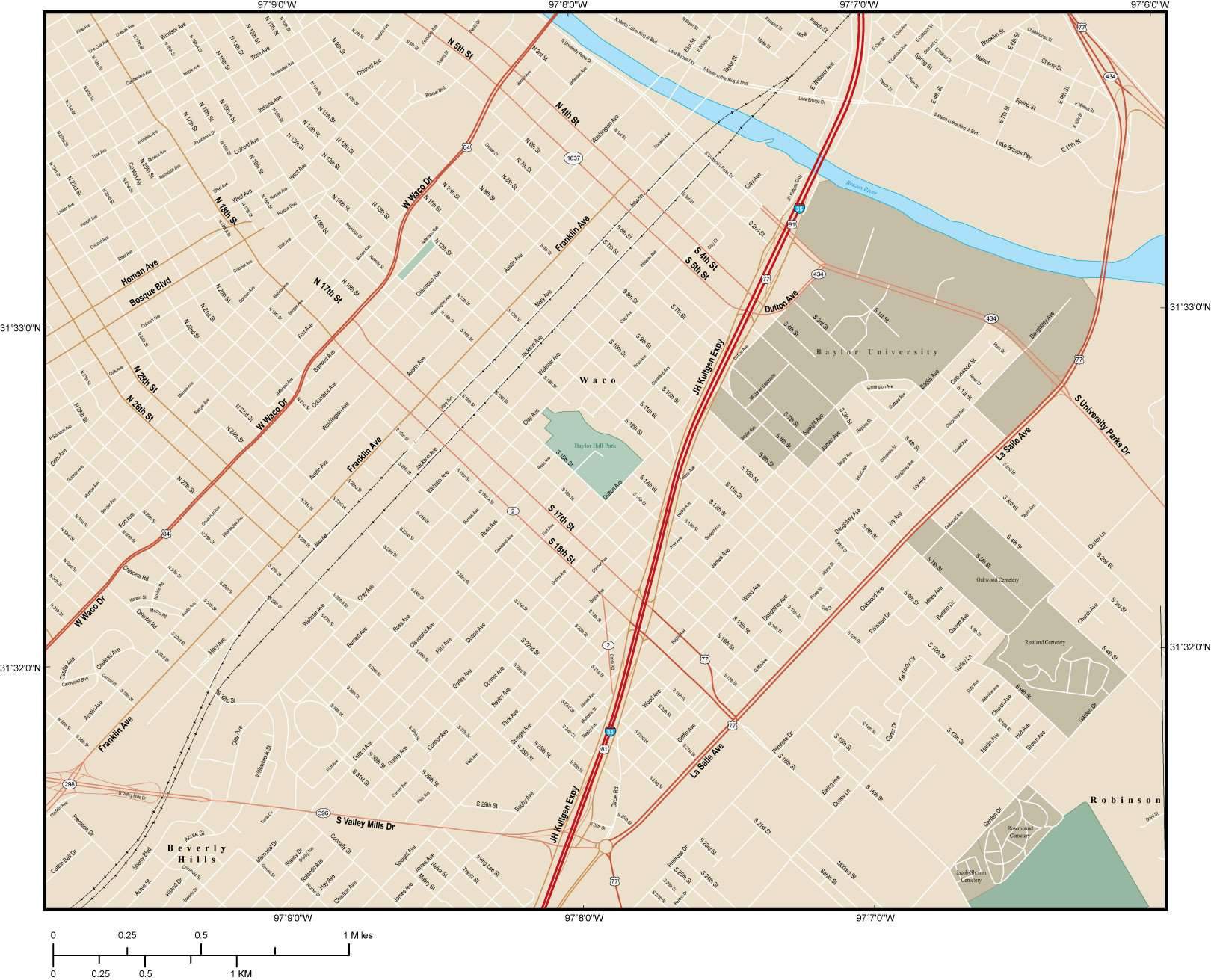 1620x1311 Waco Map With Local Streets In Adobe Illustrator Vector Format Wco