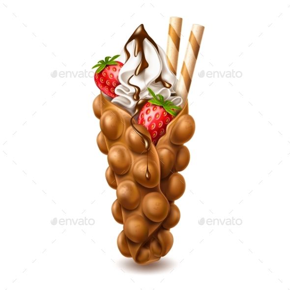590x590 Vector Realistic Bubble Waffle Hong Kong Wafer