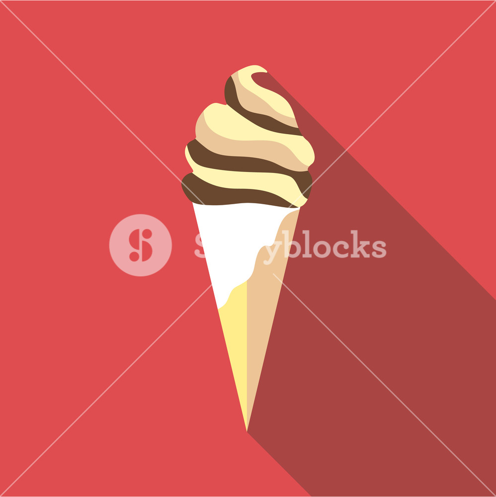 998x1000 Ice Cream In Waffle Cone Icon Flat Illustration Of Ice Cream