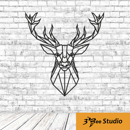 450x450 Geometric Deer Head Wall Art Plan Vector For Cnc