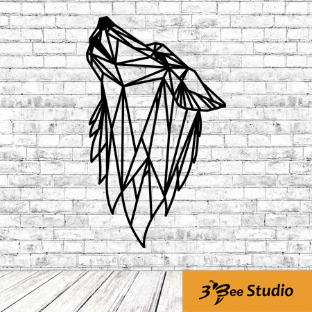 450x450 Geometric Howling Wolf Head Wall Art Plan Vector Op For Cnc