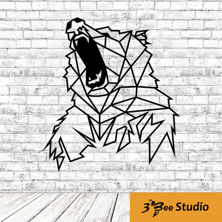 450x450 Angry Bear Wall Art Plan Vector Op For Cnc