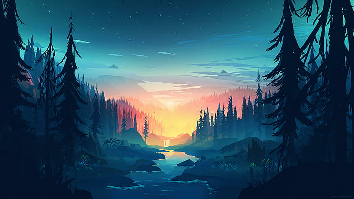 Hd Wallpaper Vector Forest, Sunset Forest, Nature, Sky 728x410 Hd Wallpaper Vector Forest, Sunset Forest, Nature, Sky