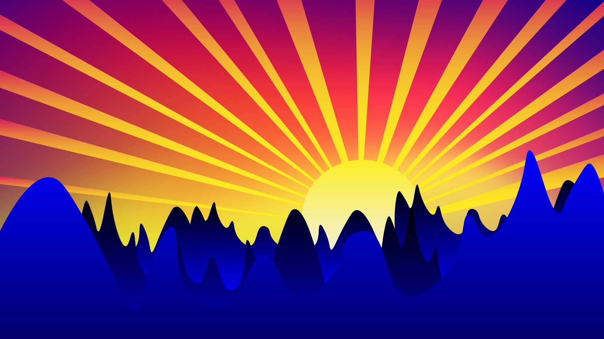1920x1080 Download Wallpaper Sunrise, Art, Mountains, Vector Full