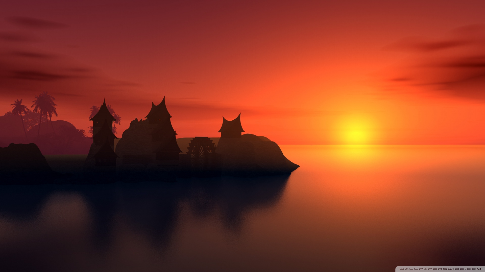 1920x1080 Sunset Vector Art Hd Desktop Wallpaper For Ultra Hd Tv