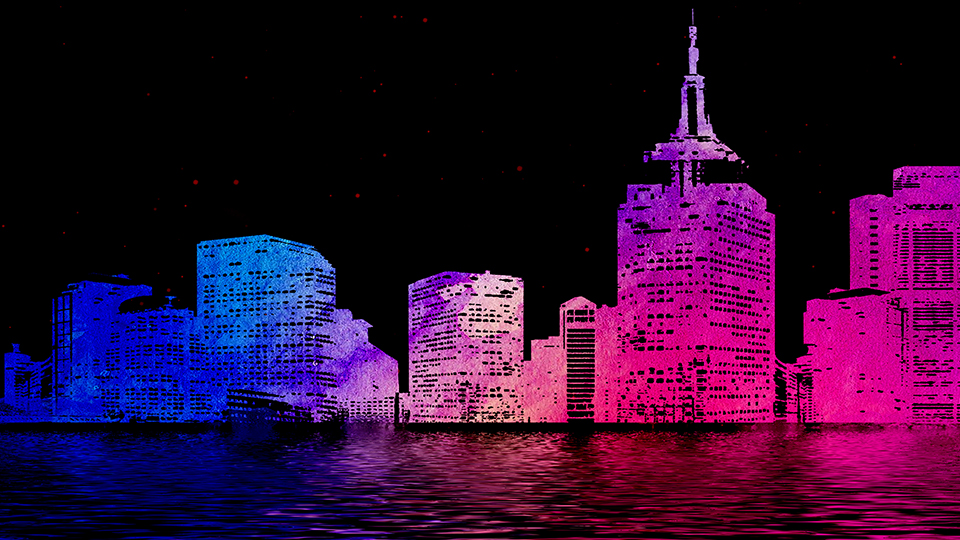 960x540 Vector City Shore Abstract Wallpaper