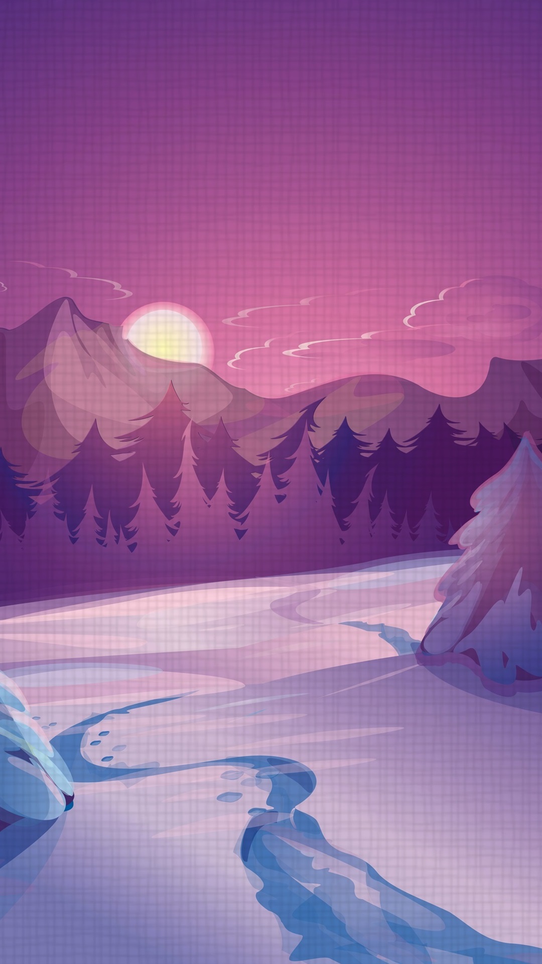 1080x1920 Vector Picture, Winter, Snow, Hut, Night Iphone