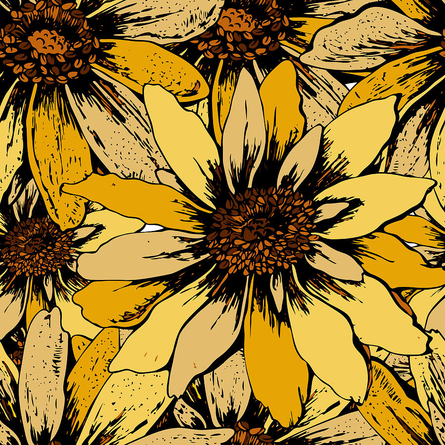 Colorful Seamless Floral Pattern With Cute Yellow Sunflowers 900x900 Colorful Seamless Floral Pattern With Cute Yellow Sunflowers