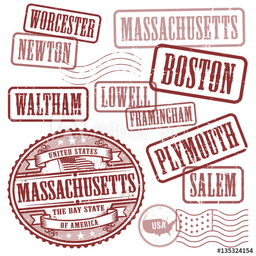 Stamps Set With Names Of Cities In State Of Massachusetts 500x500 Stamps Set With Names Of Cities In State Of Massachusetts
