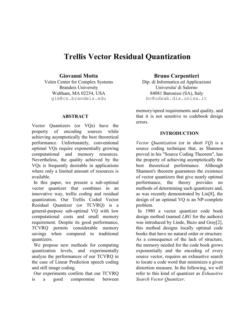 Trellis Vector Residual Quantization 791x1024 Trellis Vector Residual Quantization
