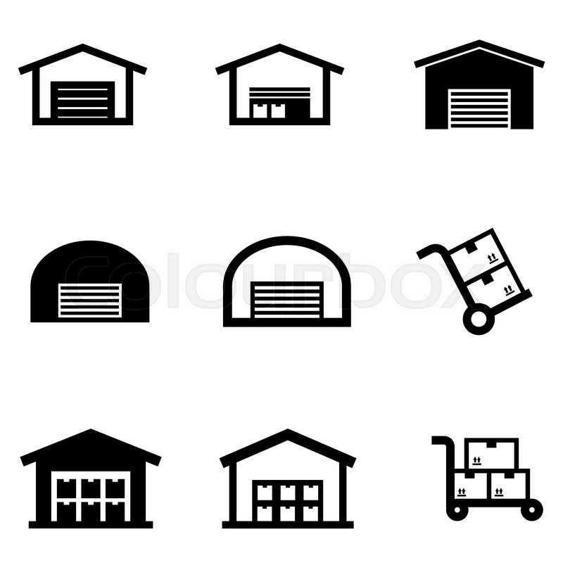 800x800 Vector Black Warehouse Icon Set Stock Vector Colourbox