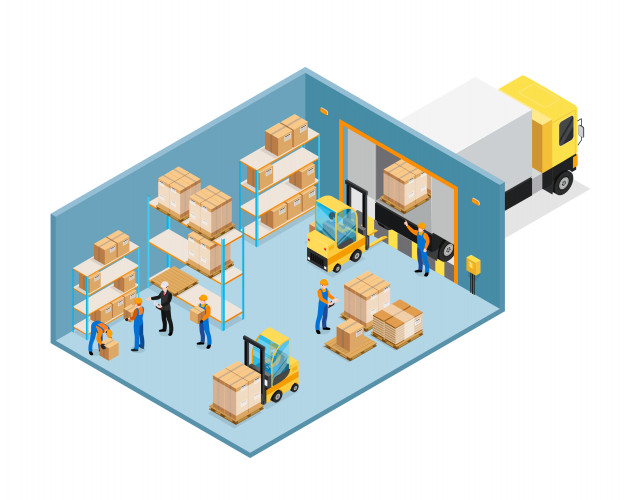626x500 Warehouse Inside Isometric Composition Vector Free Download