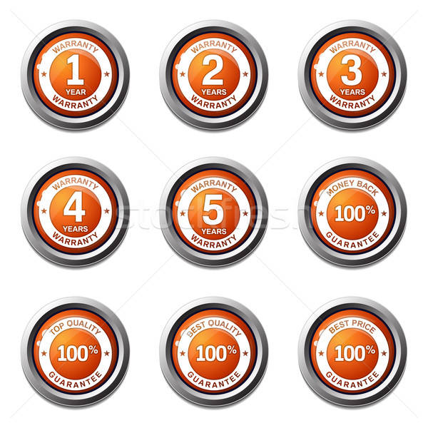 600x600 Warranty Guarantee Seal Orange Vector Button Icon Design Set
