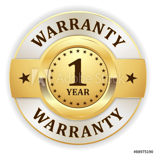 500x500 Gold Round Year Warranty Vector Badge On White Background