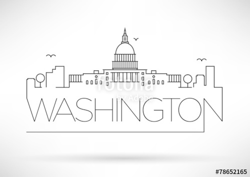 500x354 Washington D C City Line Silhouette Typographic Design Stock