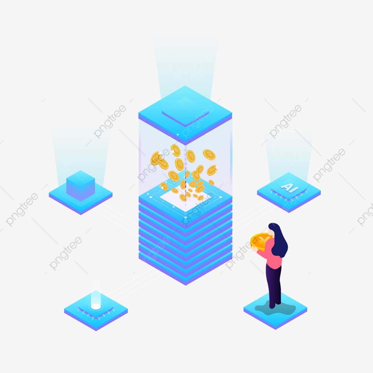 1200x1200 Blue Bitcoin Financial Wealth Management Blockchain Element