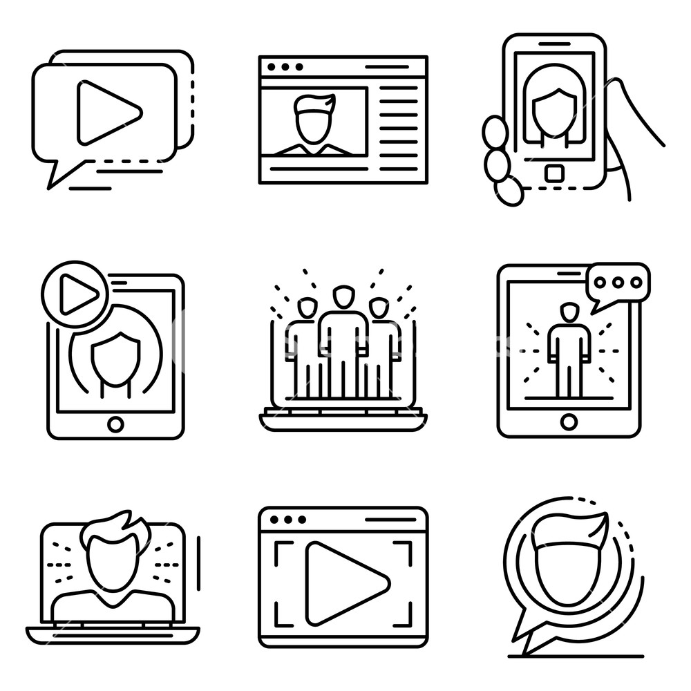 Webinar Icon Set Outline Set Of Webinar Vector Icons For Web 1000x1000 Webinar Icon Set Outline Set Of Webinar Vector Icons For Web