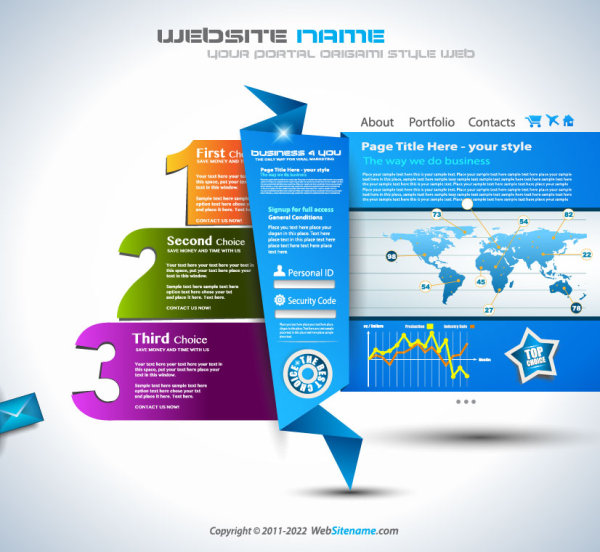 600x552 Set Of Origami Web Design Elements Vector Free Download