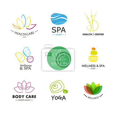 400x400 Conjunto De Elementos De Logotipo De Vector Wellness, Yoga