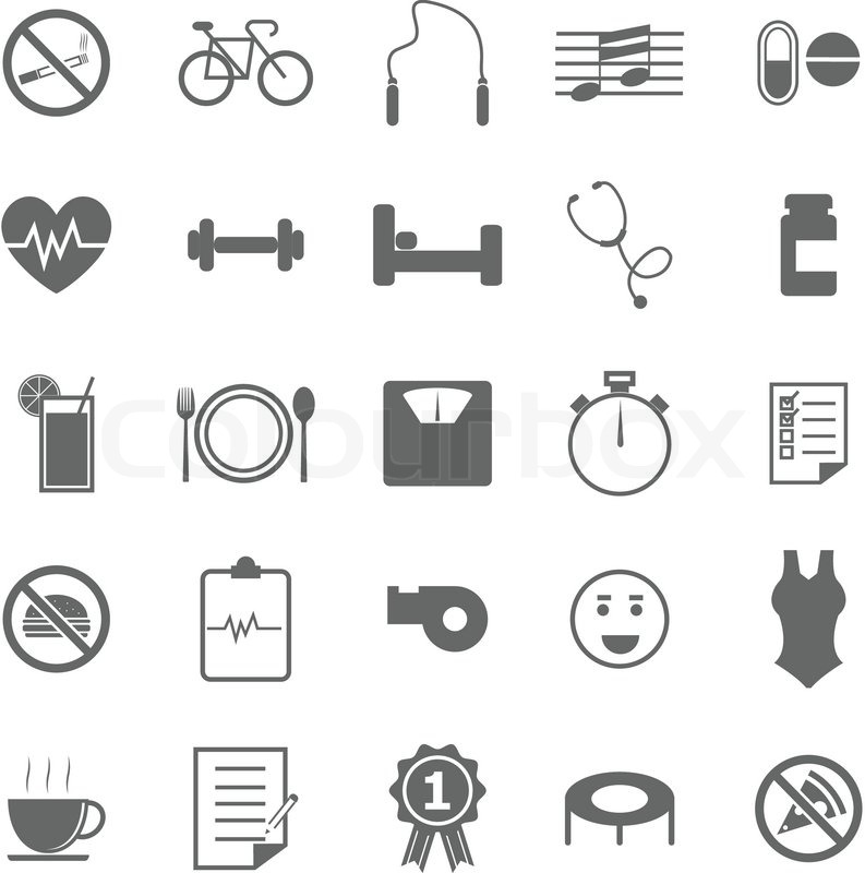 793x800 Wellness Icons On White Background, Stock Vector Colourbox