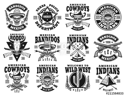 500x384 Wild West Set Of Vector Emblems, Labels, Badges Stock Image