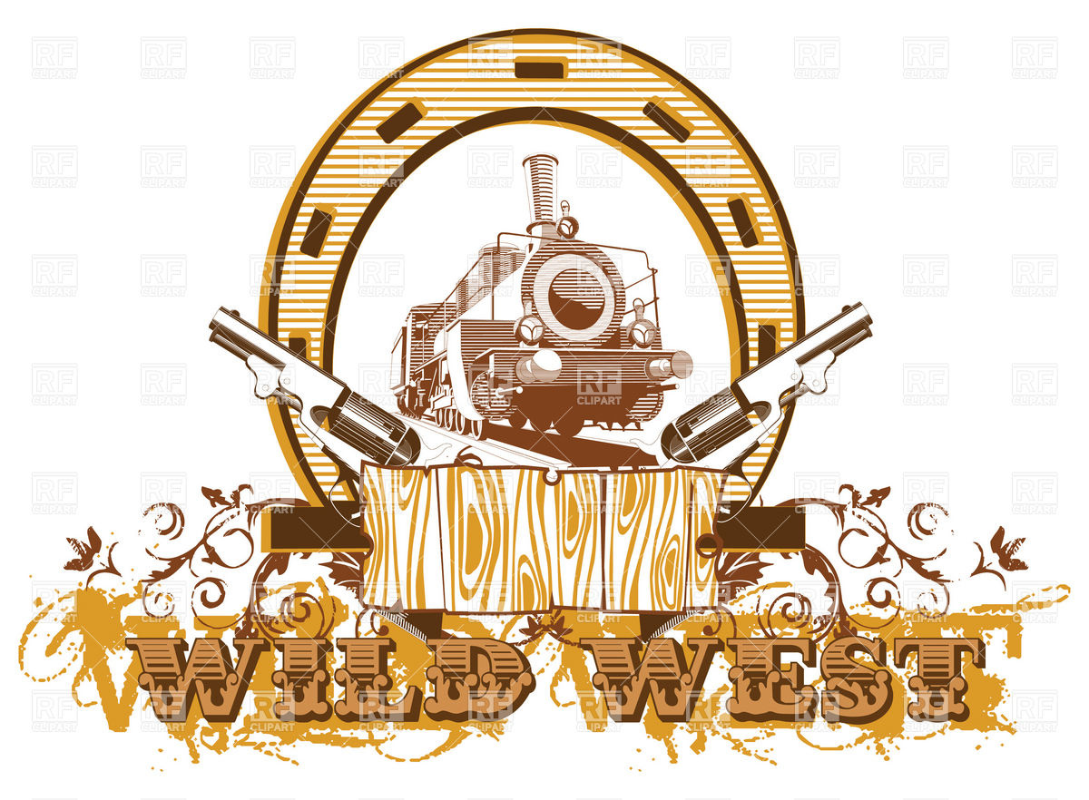 1200x882 Wild West Theme With Locomotive And Guns Vector Image