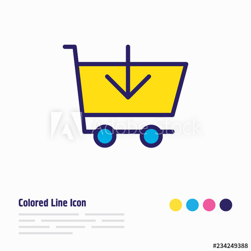 500x500 Vector Illustration Of Add To Cart Icon Colored Line Beautiful