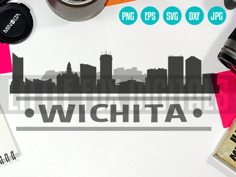 794x596 Vector Wichita Kansas Usa Skyline City East Etsy