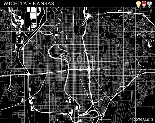 500x399 Simple Map Of Wichita, Kansas Stock Image And Royalty Free Vector