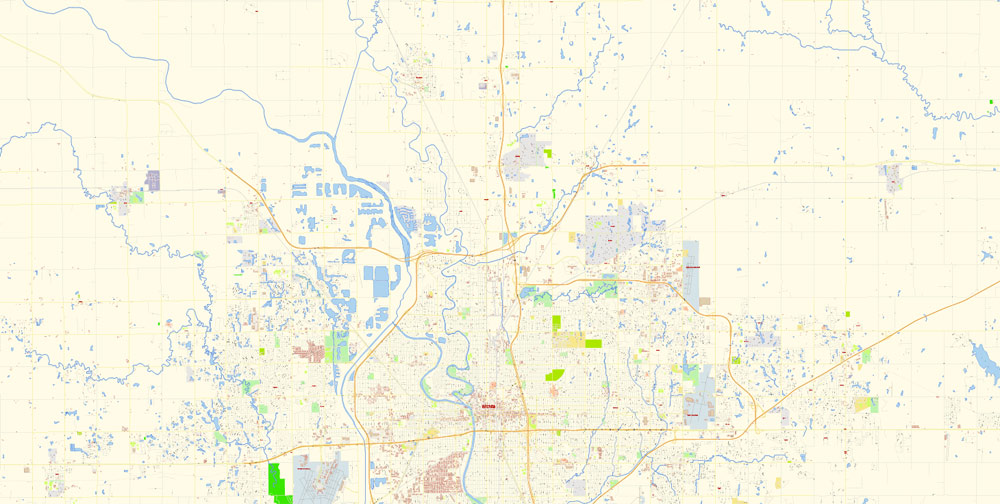 1000x504 Wichita Map Vector Exact City Plan Kansas Detailed Street Map