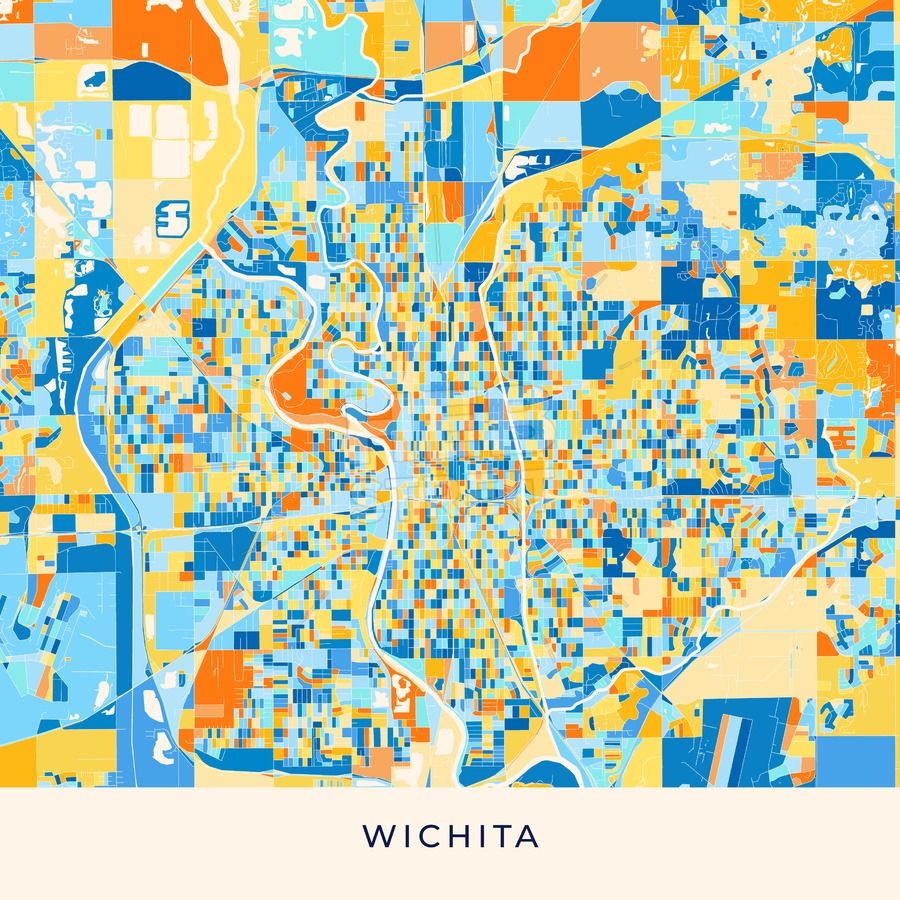 900x900 Wichita Colorful Map Poster Template Maps Vector Downloads Map