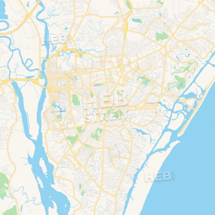 720x720 Empty Vector Map Of Wilmington, North Carolina, Usa