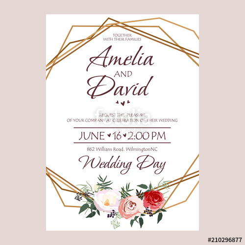 500x500 Wedding Invitation, Floral Invite Card Design Peach Lavender Pink