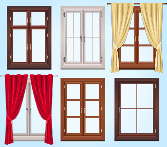 574x503 Colored Windows And Curtains Vector Free Download