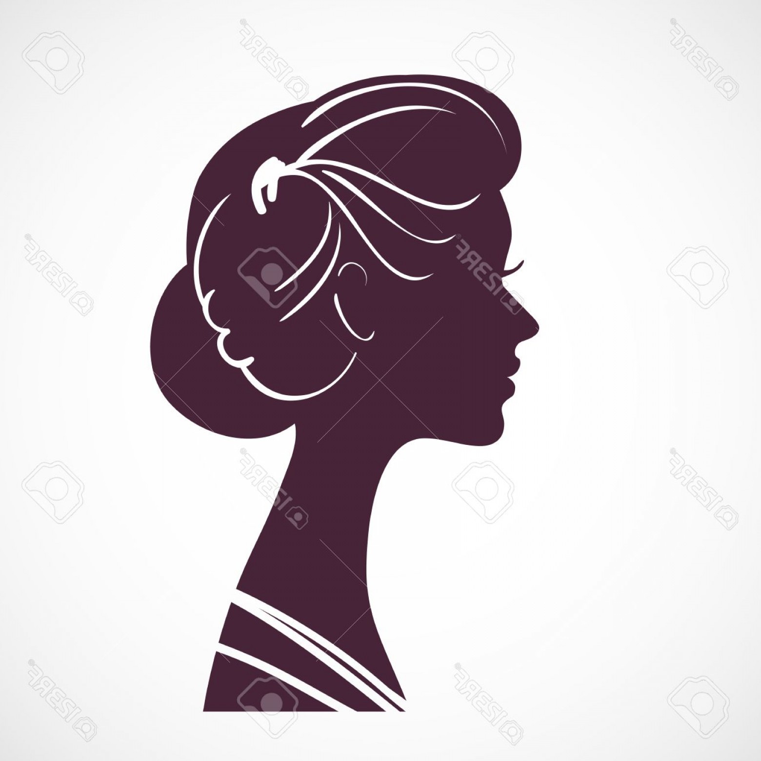 1560x1560 Photostock Vector Women Silhouette Head With Beautiful Stylized