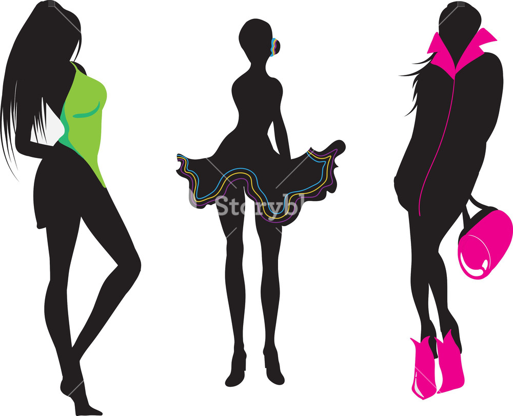 1000x811 Vector Fashion Women Silhouettes Royalty Free Stock Image