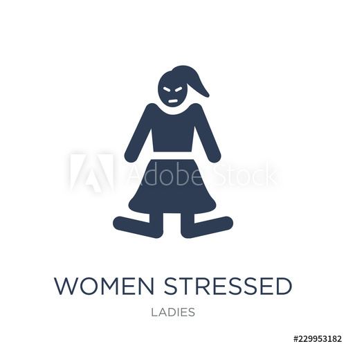 500x500 Women Stressed Icon Trendy Flat Vector Women Stressed Icon