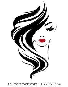 220x280 Illustration Of Women Long Hair Style Icon, Logo Women On White