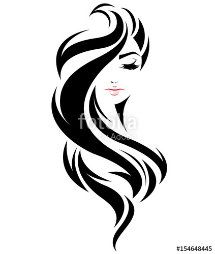 423x500 Women Long Hair Style Icon, Logo Women Face On White Background